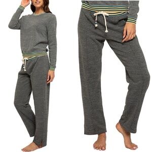SOL ANGELES Marygold Striped Gray Fleece Joggers Sweatpants